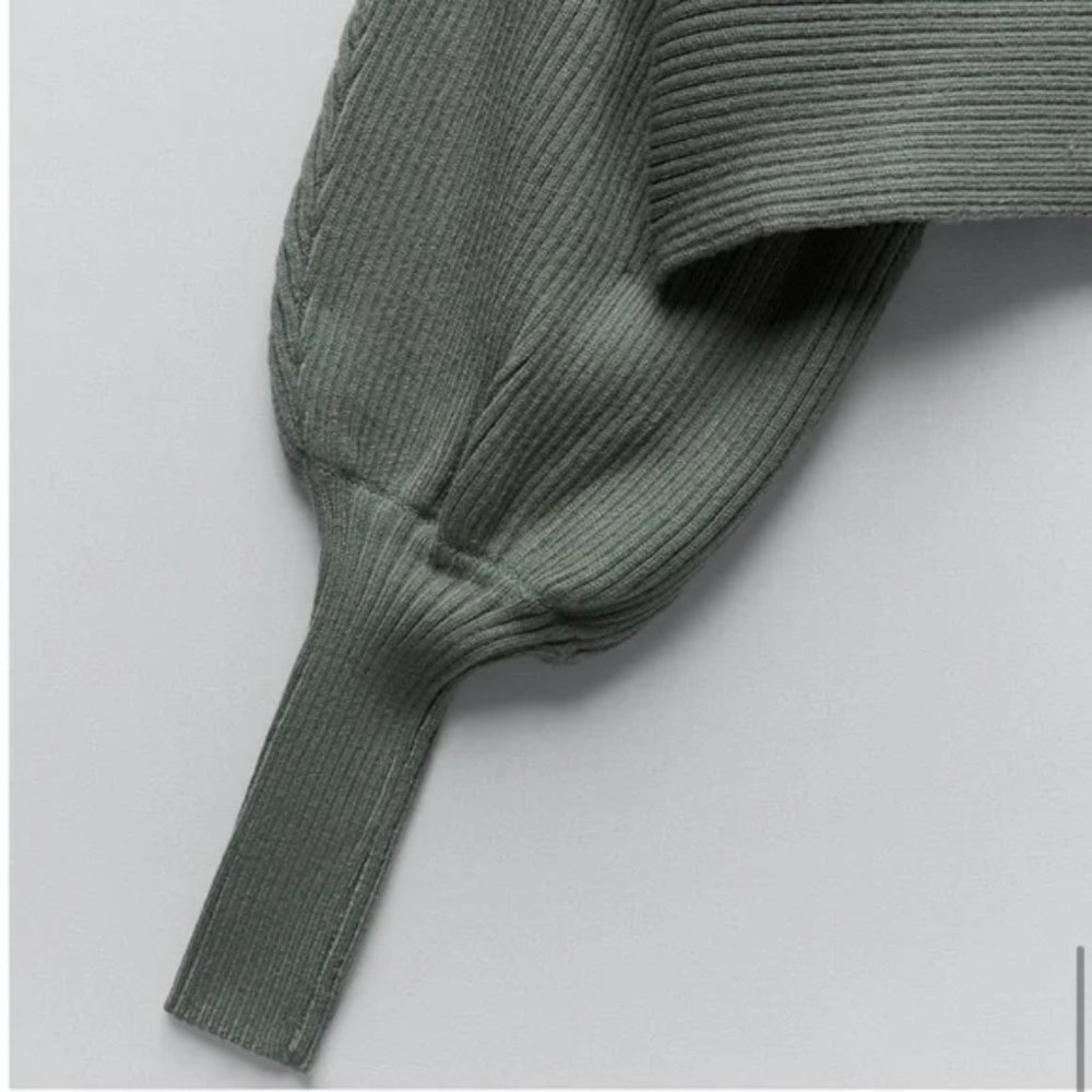 ZARA Knit Cropped Sweater Loose-fit Balloon Sleeve - Picture 7 of 8